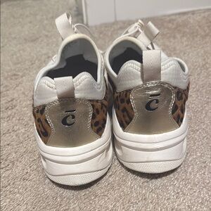 Gold and White Sneakers with Platform Sole